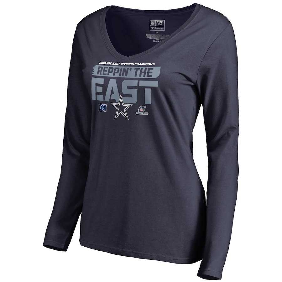 Women Cowboys Navy Long Sleeve 2018 NFL Playoffs Reppin' The East T-Shirt,We sell and wholesale Women Cowboys Navy Long Sleeve 2018 NFL Playoffs Reppin' The East T-Shirt on line form chian!